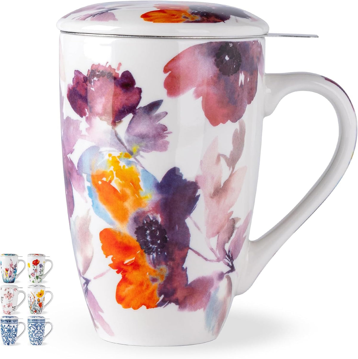 AmorArc Tea Cup With Infuser and Lid, 18oz Loose Leaf Tea Mug With Steeper