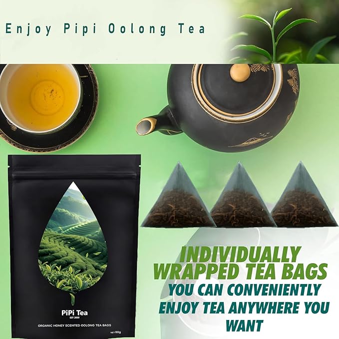 Pipi Tea Oolong,Pipi Oolong Tea,PiPi Tea Organic Oolong Tea Bags – Whole Leaf - 25 Bags (4g Each),Cortisol & Calming Tea for Anxiety, Stress,Herbal Benefits (1)