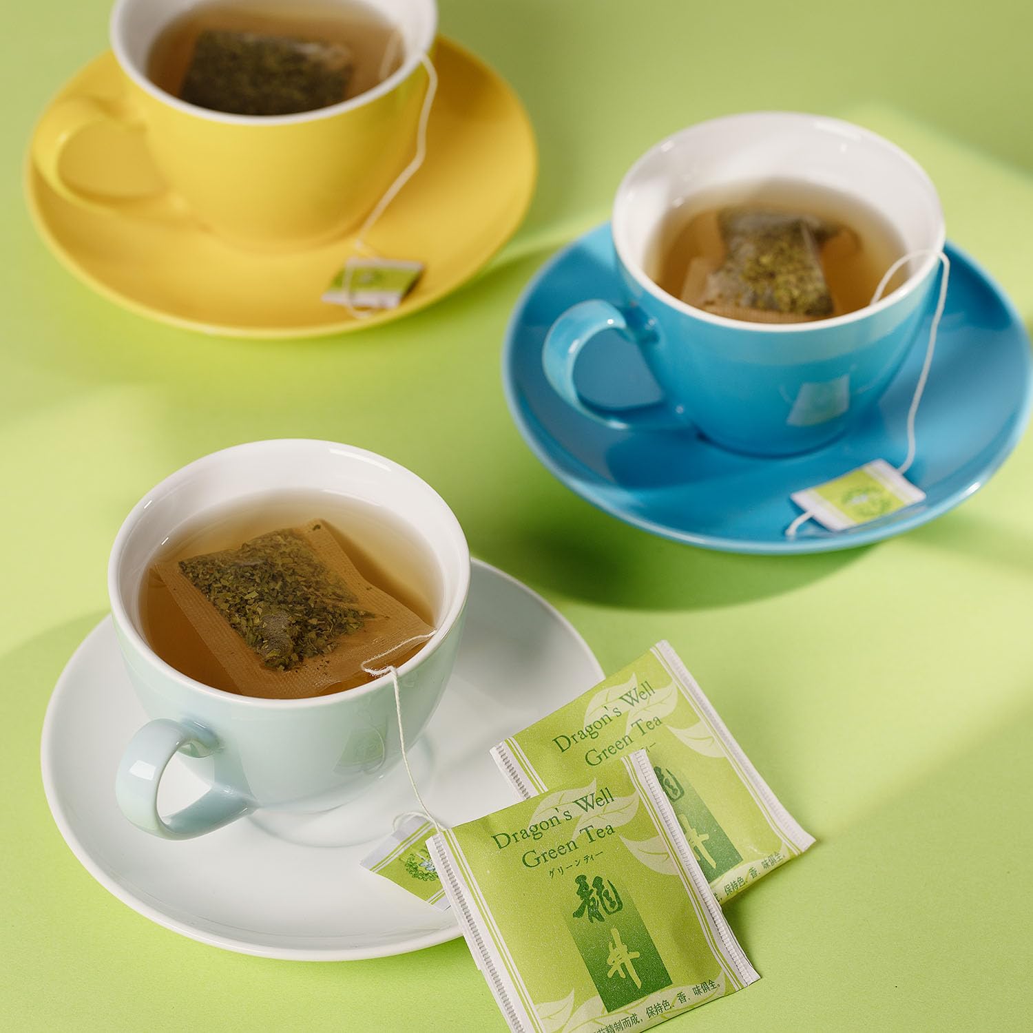 Wing Hop Fung Dragon's Well Green Tea Bags, Premium Handcrafted West Lake Longjing Green Tea, Antioxidant and Wellness Support, Individually Wrapped 100 Tea Bags