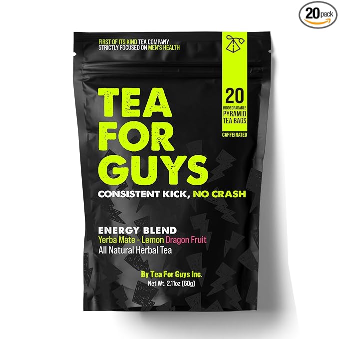 Tea For Guys: Energy Tea – Natural Caffeine Boost for Stamina, Focus, and Endurance, Herbal Tea for Sustained Energy & Mens Vitality