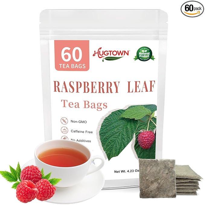 Raspberry Leaf Tea Bags 60 Count - 100% Pure Leaves | Natural Women’s Wellness Cycle Support Herbal Tea | Loose Leaf Caffeine Free