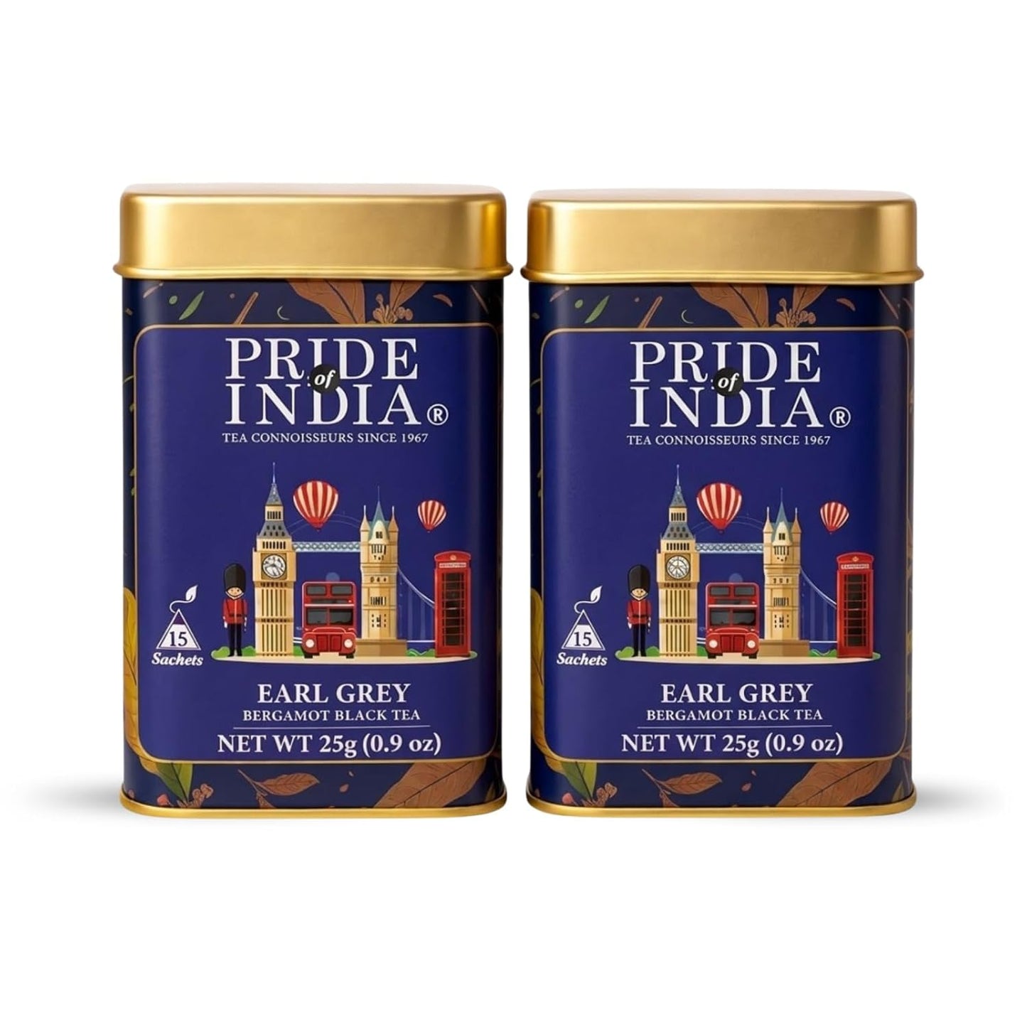 Pride of India Earl Grey Bergamot Black Tea - 30 Pyramid Tea Bags (2 PACK) | Individually Wrapped Full Leaf Assam Tea with Natural Bergamot Extract | Smooth Citrusy Malty Brew, Medium Caffeine