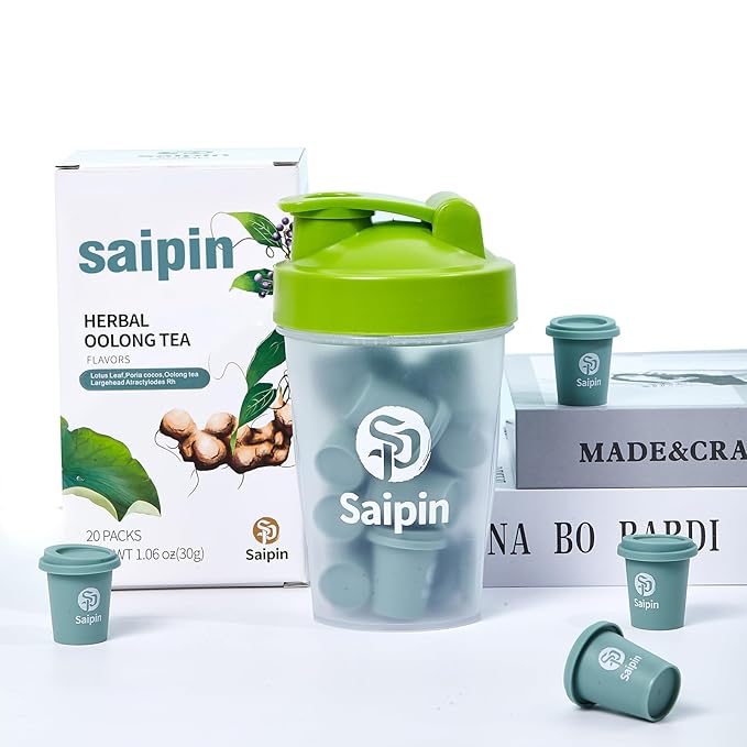 SAIPIN Lotus Green Tea Pods Variety Pack with Sports Cup,20 Pack 100% Organic Lotus Green Tea-Non-GMO，Gluten Free, Dairy Free, Sugar Free,Poria Tea