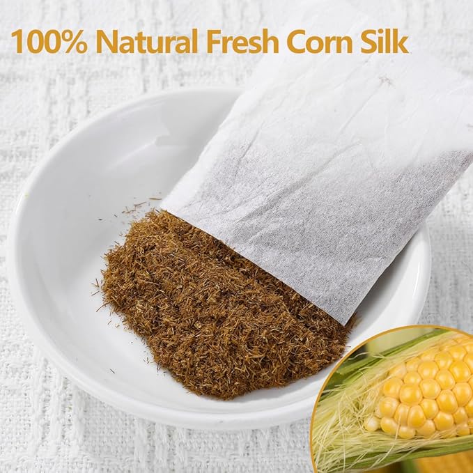100 Premium Corn silk Tea Bags, Made with 100% Natural Corn Slik, Aromatic & Sweet, Support Kidney & Aid Digestion, No Additives & Caffeine Free.