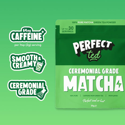 PerfectTed Matcha Powder, Ceremonial Grade Japanese Matcha, 30g