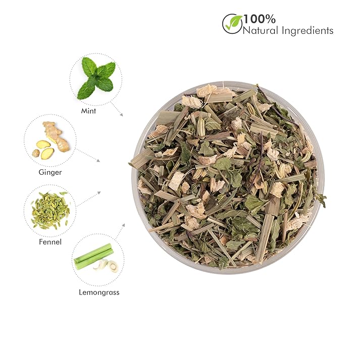 Celeste Mint Bliss, Ginger Mint Tea with Lemongrass & Fennel 15 Pyramid Herbal Tea Bags Natural Ingredients