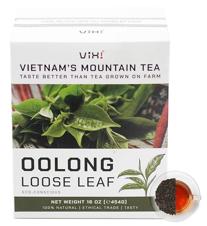 VIXI Oolong Tea Loose Leaf (16.00 Oz), Vietnam's Mountain Tea, Bold Flavored, Dried Whole Full Large Leave, 100% Natural from Ancient Tea Tree for Hot and Cold Brew