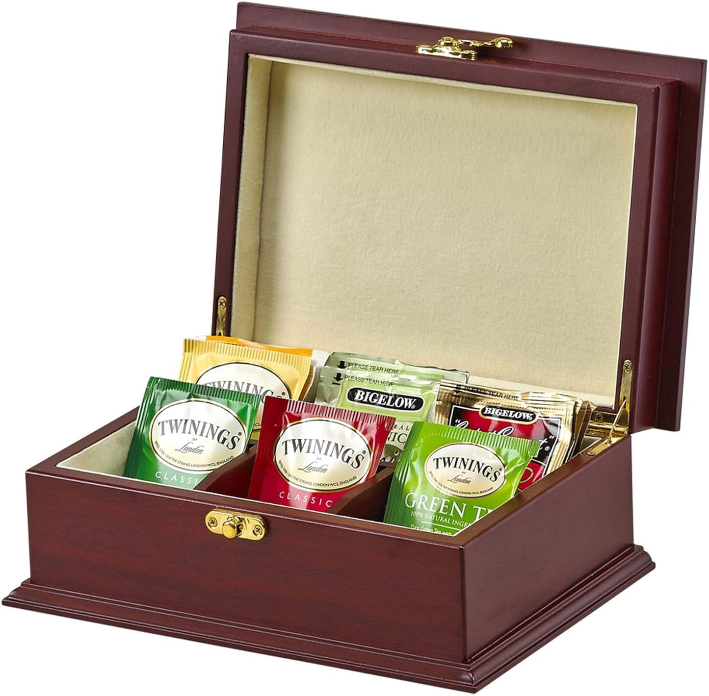 Wooden Tea Box in Rosewood And Cream