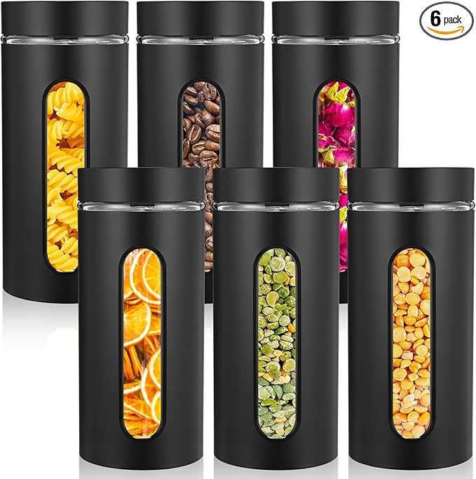 Patelai 6 Pack Kitchen Canisters Set Airtight Stainless Steel Canister Food Storage Container with W