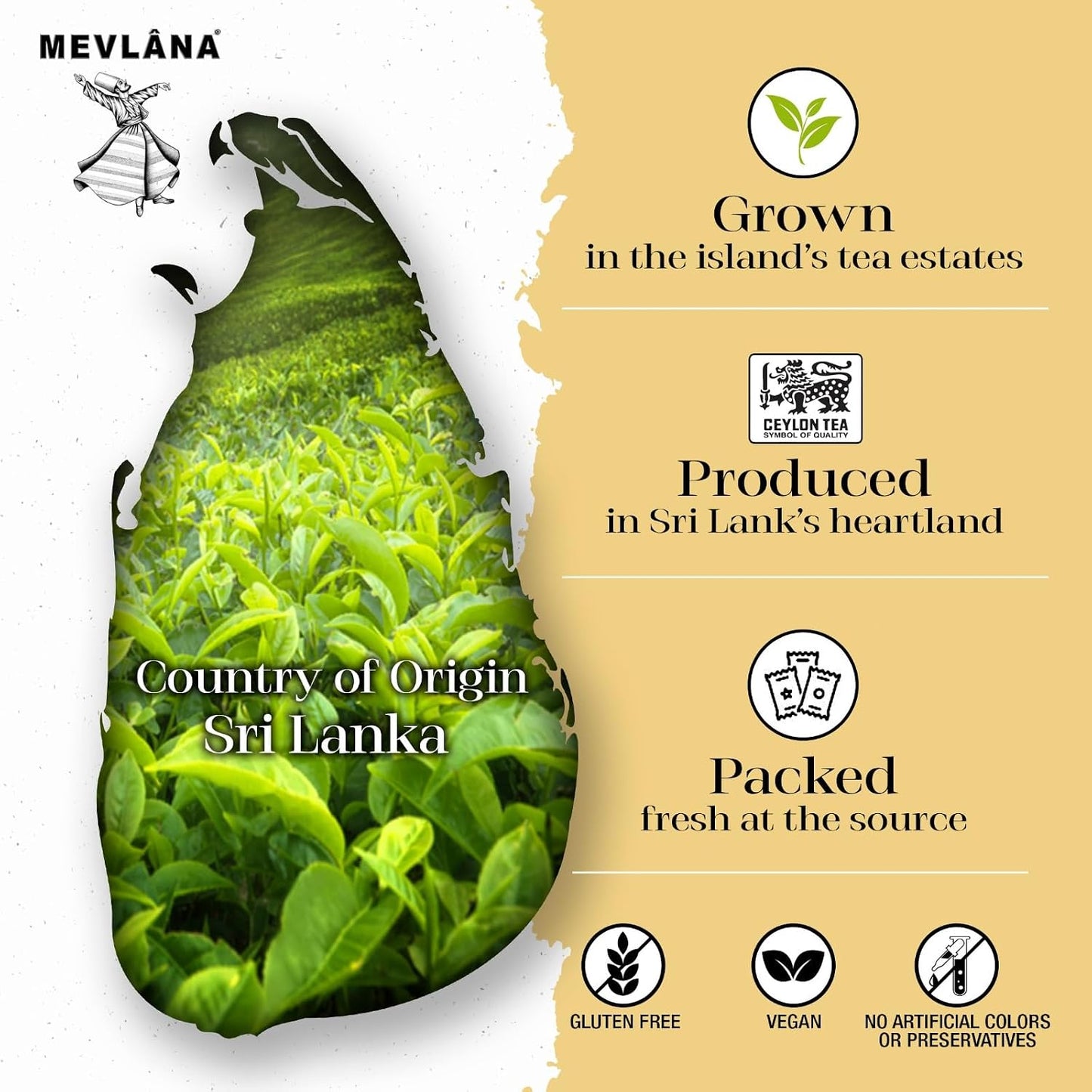 Mevlâna - Ceylon Earl Grey Black Tea Bags | Light Bergamot | 100 Tea Bags | Hand-Picked Tea Leaves | Low Caffeine | Authentic Taste | Naturally Allergen-Free | Premium Everyday Brew | Hot &amp; Iced |100oz