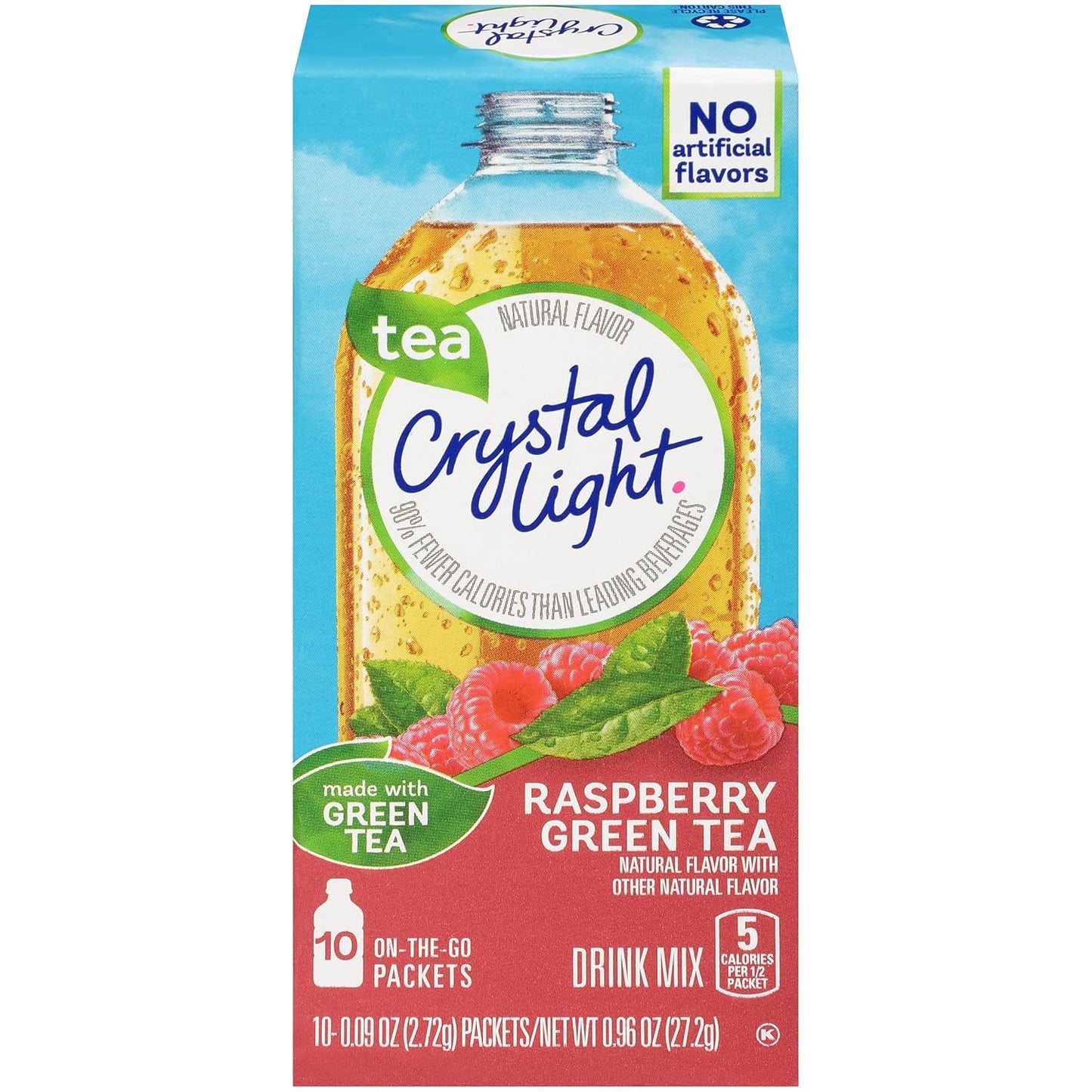 Crystal Light On The Go Green Tea Raspberry, 10 Count Boxes (Pack of 12)