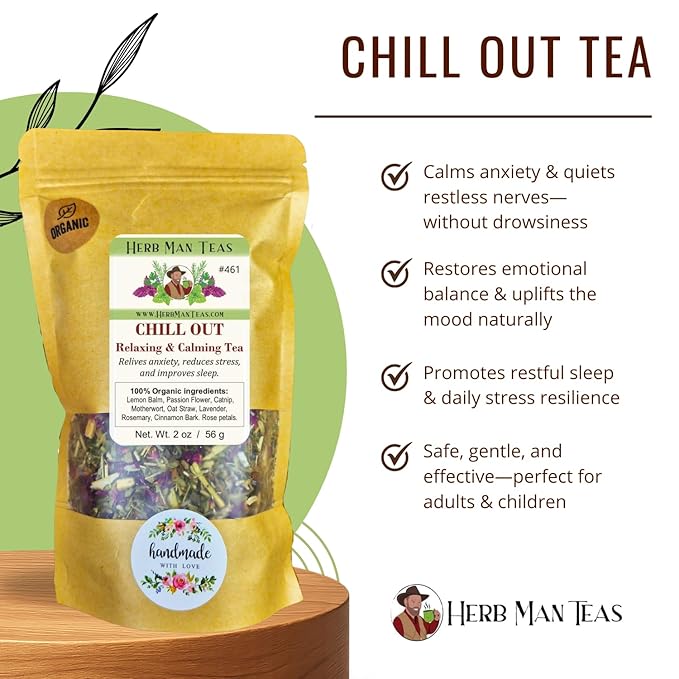 Chill OUT Relaxing TEA – A soothing blend to promote relaxation and support restful sleep, formulated by Master Herbalist Khabir