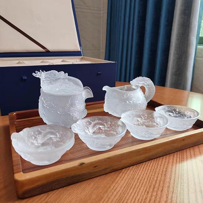 Chinese Gongfu Tea Set Gift Box, Tradition Pure Hand Firing, Chinese Dragon Shape, Suitable for Office, Home, Gift in Mother's Day