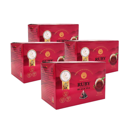 Taiwan CHA REN Award Winning - Taiwan Sun Moon Lake Ruby Black Tea,Pyramid Tea Bag 5.3oz, 2.5g x 15 bags x 4 box