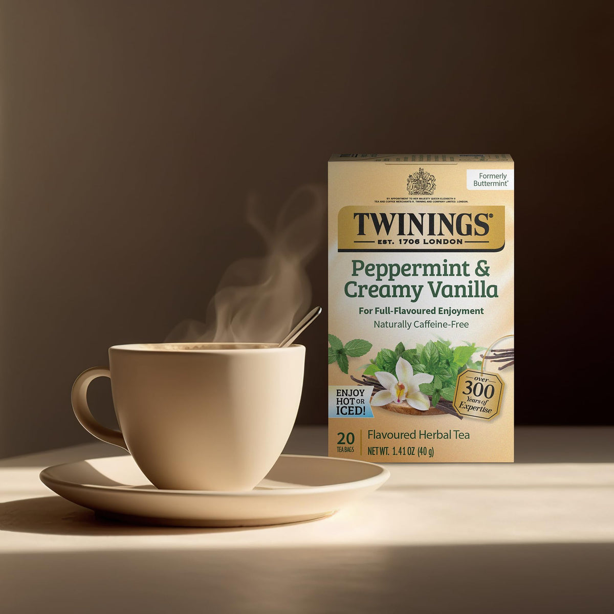 Twinings Peppermint & Creamy Vanilla Herbal Tea 2-Pack, 20 Count Ea