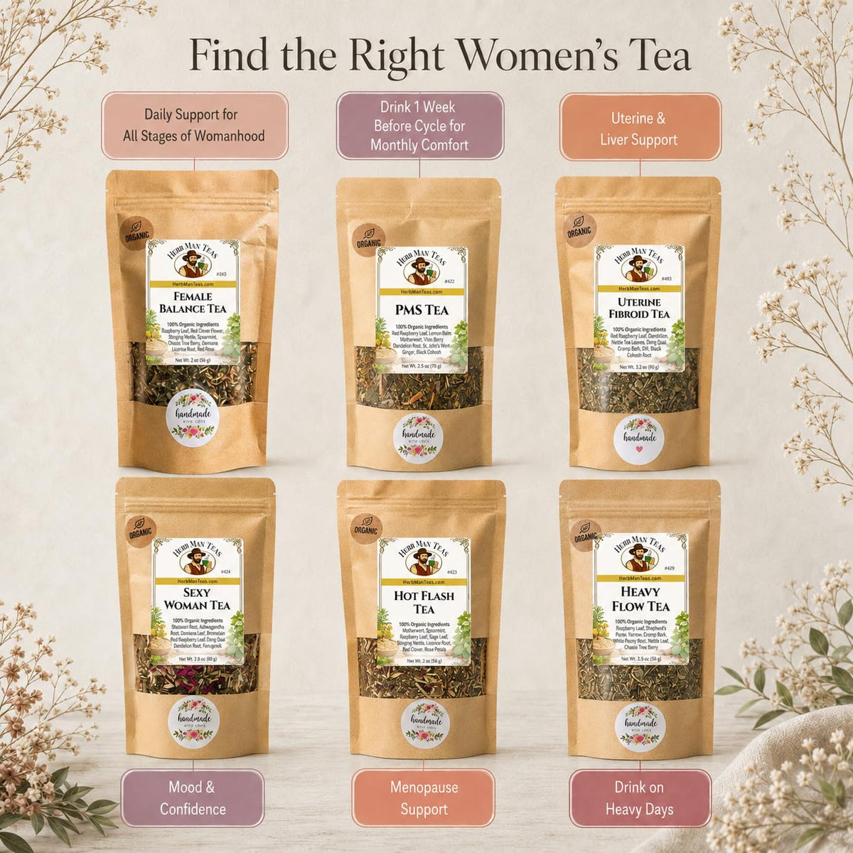 MOON CYCLE PMS TEA – Period Tea for Monthly Comfort &amp; Healthy Cycle Support – Chaste Tree Berry, Red Raspberry Leaf &amp; Dong Quai Herbal Blend – Organic Loose Leaf – Formulated by Master Herbalist
