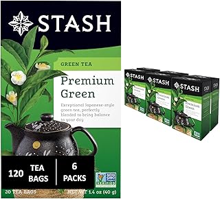 Stash Tea Premium Green Tea, 20 Count Box of Tea Bags in Foil, (Pack of 6)