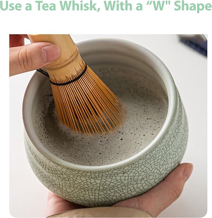 Matcha Whisk Kit Set with Matcha Bowl, Matcha Bamboo Whisk, Scoop, Sifter, Whisk Holder Tea Accessories Gift for Tea Lovers(Celadon)