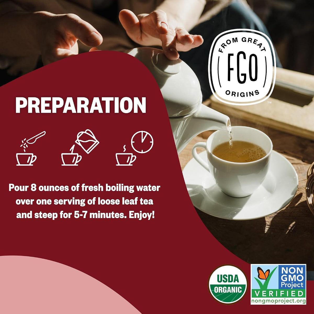 FGO Organic Red Raspberry Loose Leaf Herbal Tea