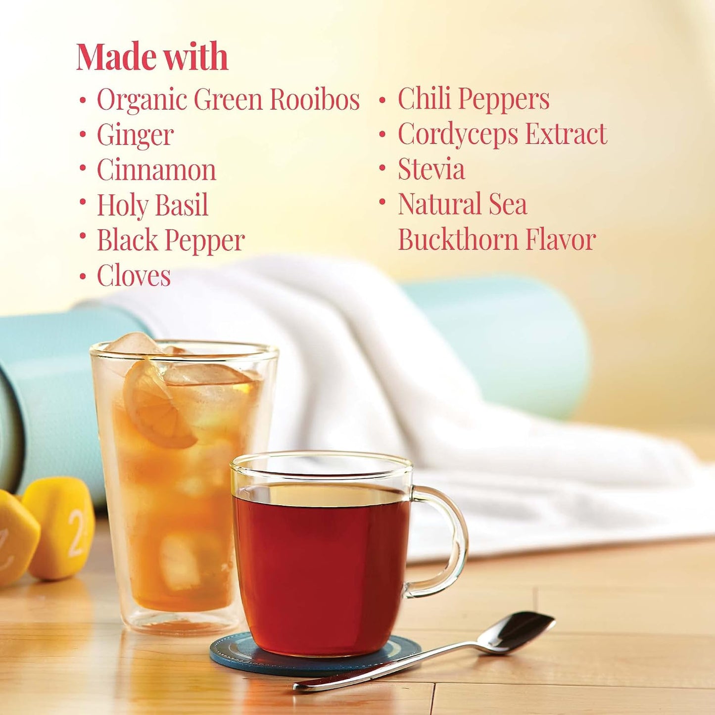 The Republic of Tea Be Well Get Burning Green Rooibos Herbal Tea, 36 Count | Caffeine Free. Suitable for day or evening sipping. Mellow and rounded with notes of warming ginger and baking spice.