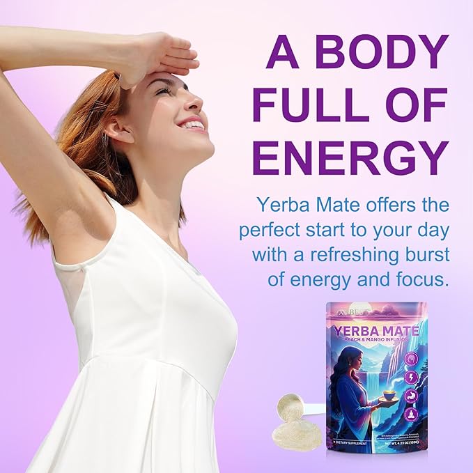 Yerba Mate Instant Tea Powder – Super Yerba for Reduce Brain Fod, Gut Health, Relaxation and Focus, Sugar-Free, Ideal for Health Enthusiasts, Traditional Argentina Yerba Mate Peach Mango Magic