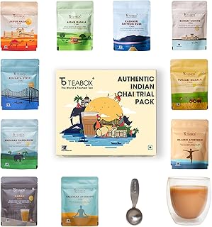 Teabox Premium Authentic Indian Spiced Chai Tea Trial Pack, 10 Exotic Varieties of Chai, 30G Each, 100% Real Ingredients. No Artificial Flavors | Crafted in Small Batches