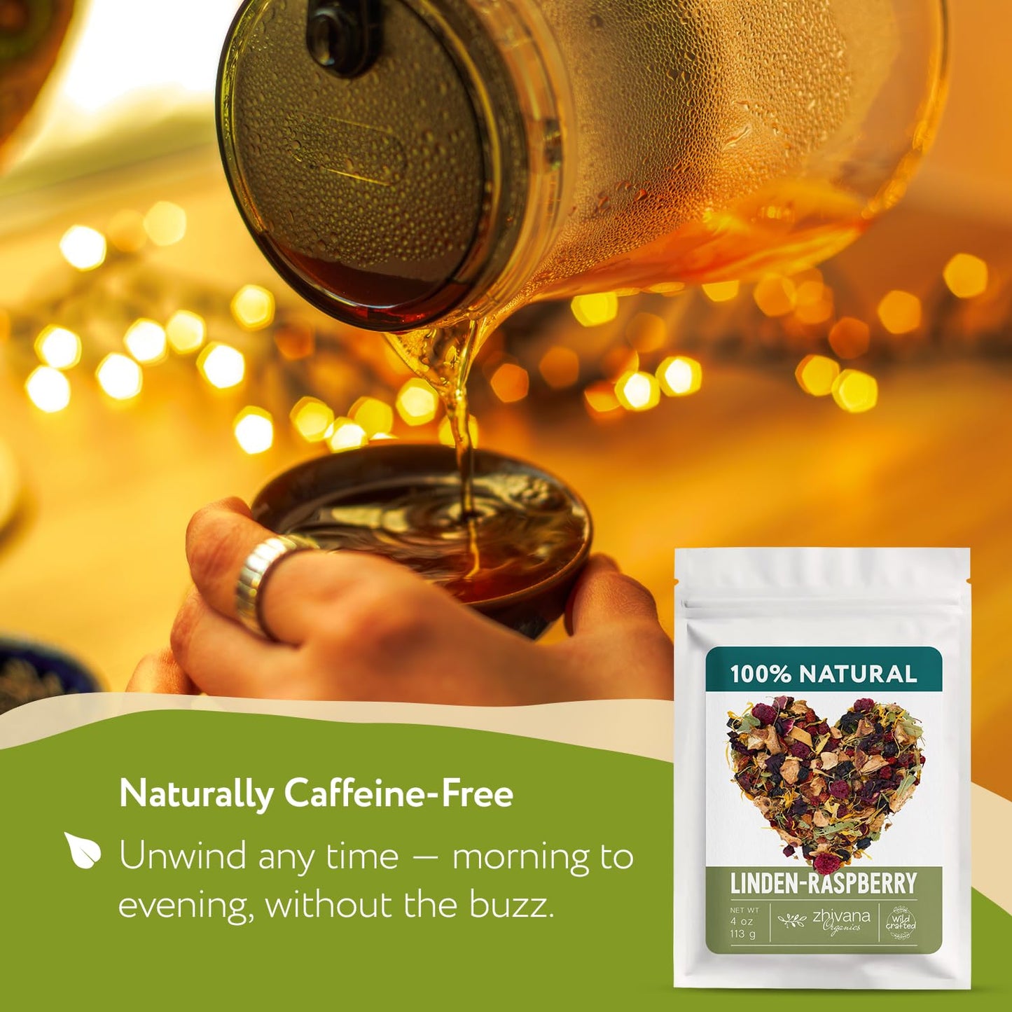 Linden &amp; Raspberry Herbal Tea Loose Leaf 4oz. - Caffeine Free Herbal Blend