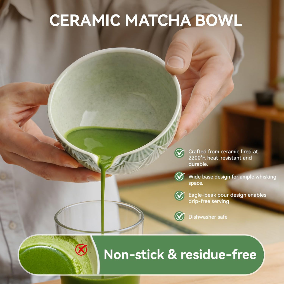 Doorsisun Matcha Whisk Set, Ceramic Matcha Kit Set, 6 Pcs for Tea Ceremony