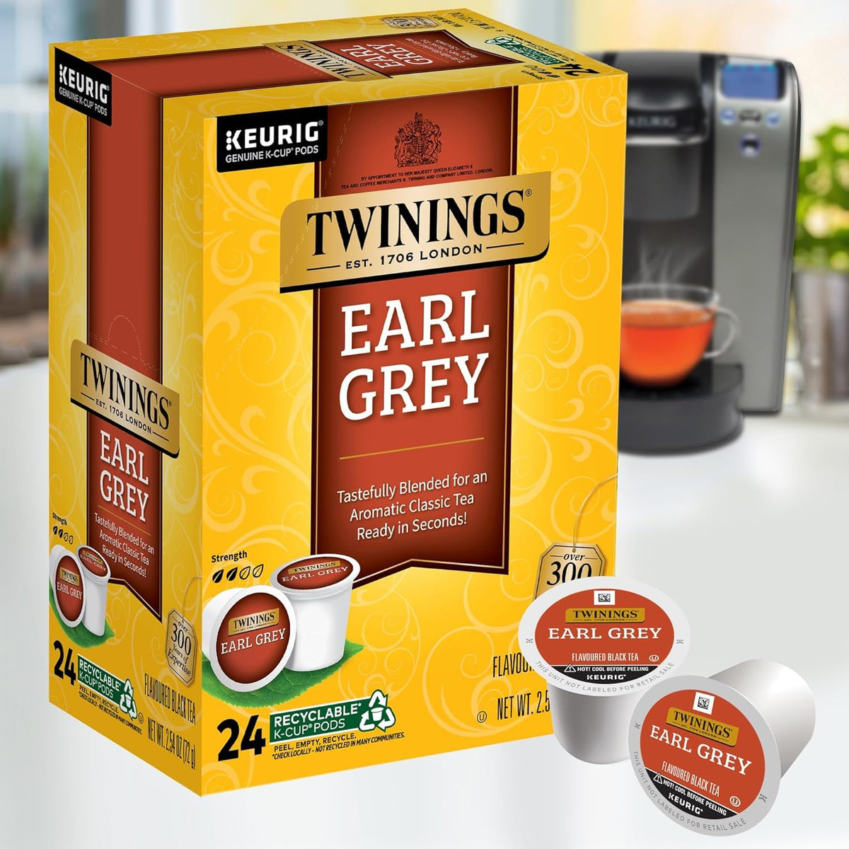 Twinings Earl Grey Black Tea K-Cup Pods for Keurig, 24 Count (Pack of 2), 48 Total, Flavoured with Citrus and Bergamot