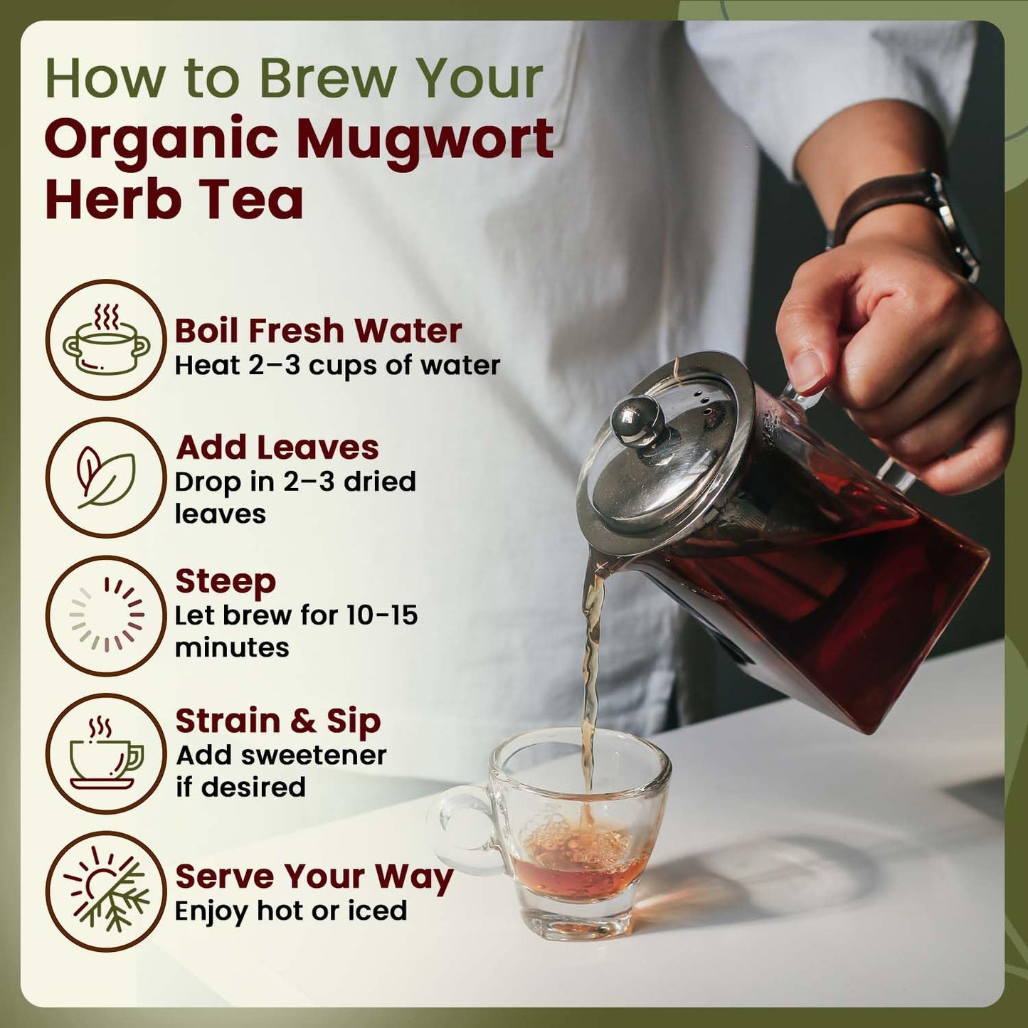 Organic Way Mugwort Herb Loose Leaf Cut &amp; Sifted - Herbal Tea (4 Oz)
