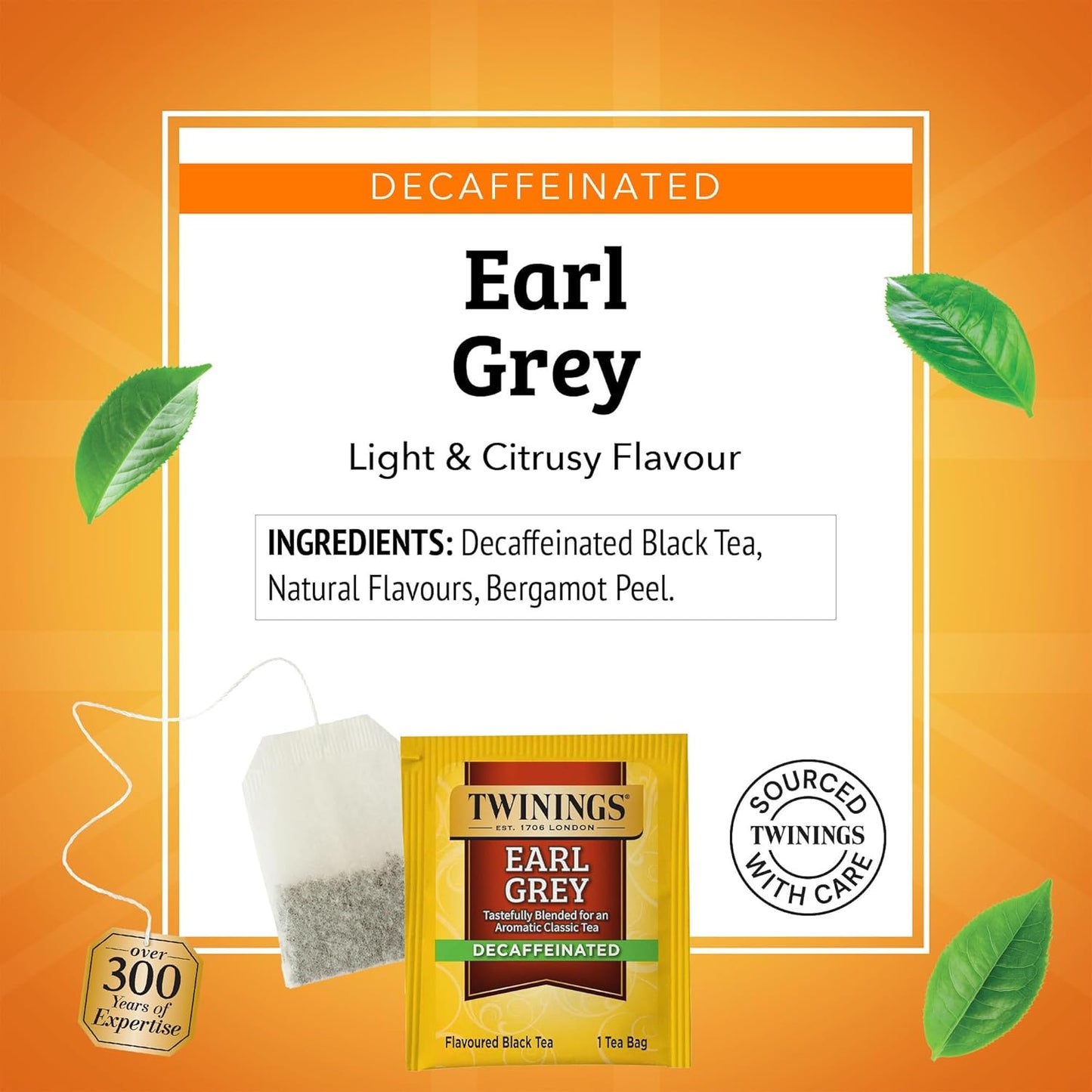 Twinings Decaffeinated Earl Grey Black Bergamot Tea Bags 100CT Box (1 Pack) | Black Tea, Light &amp; Citrusy, Without Caffeine, 100 Foil Lined Individually Wrapped Bags, Value Pack, Enjoy Hot or Iced
