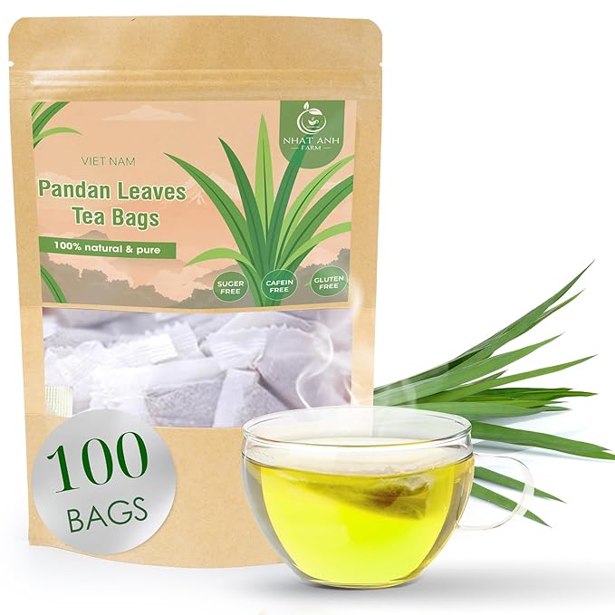 Nhat ANH Farm - Premium Pandan Leaves Tea Bags, 100 Pandan Leaves Tea Bags, Naturally Aromatic, 100% Dried Pandan Leaves, Sugar-Free, Caffeine-Free