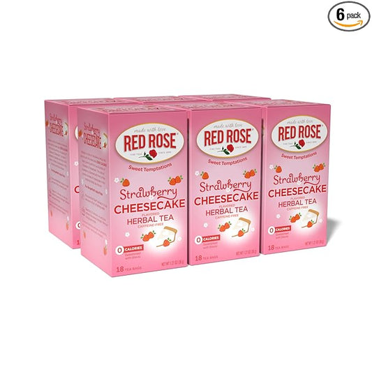 Red Rose Teas Sweet Temptations Tea, Strawberry Cheesecake, 18 Count (Pack of 6)