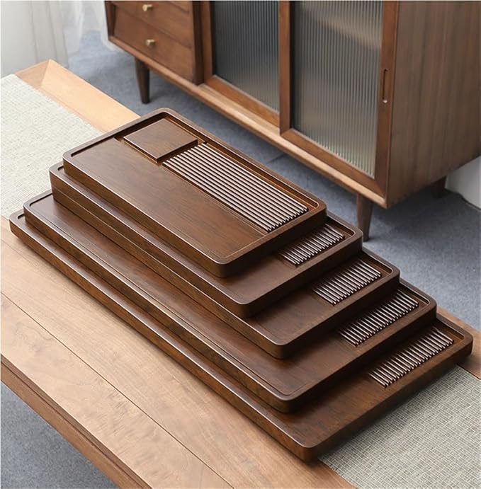 Bamboo Tea Tray for Gongfu Tea Ceremony, Chinese Gongfu Tea Serving Tray, Handmade Serving Tray with Water Drainage