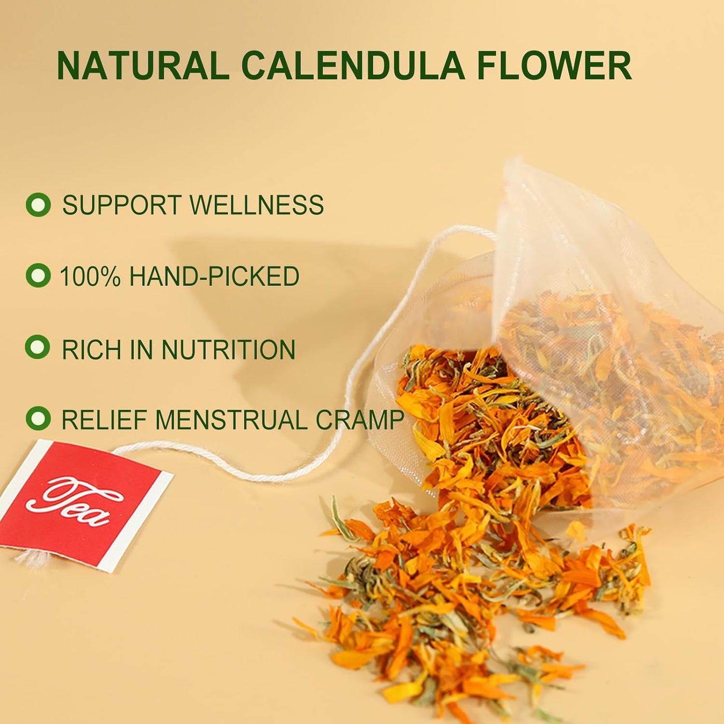 Jarteela - Dried Calendula Flowers Tea Bag, 36 Ct, Calendula Herbs Teabags | calendula flowers, supports gentle digestion and helps maintain healthy-looking skin. Caffeine-free, Non-GMO.