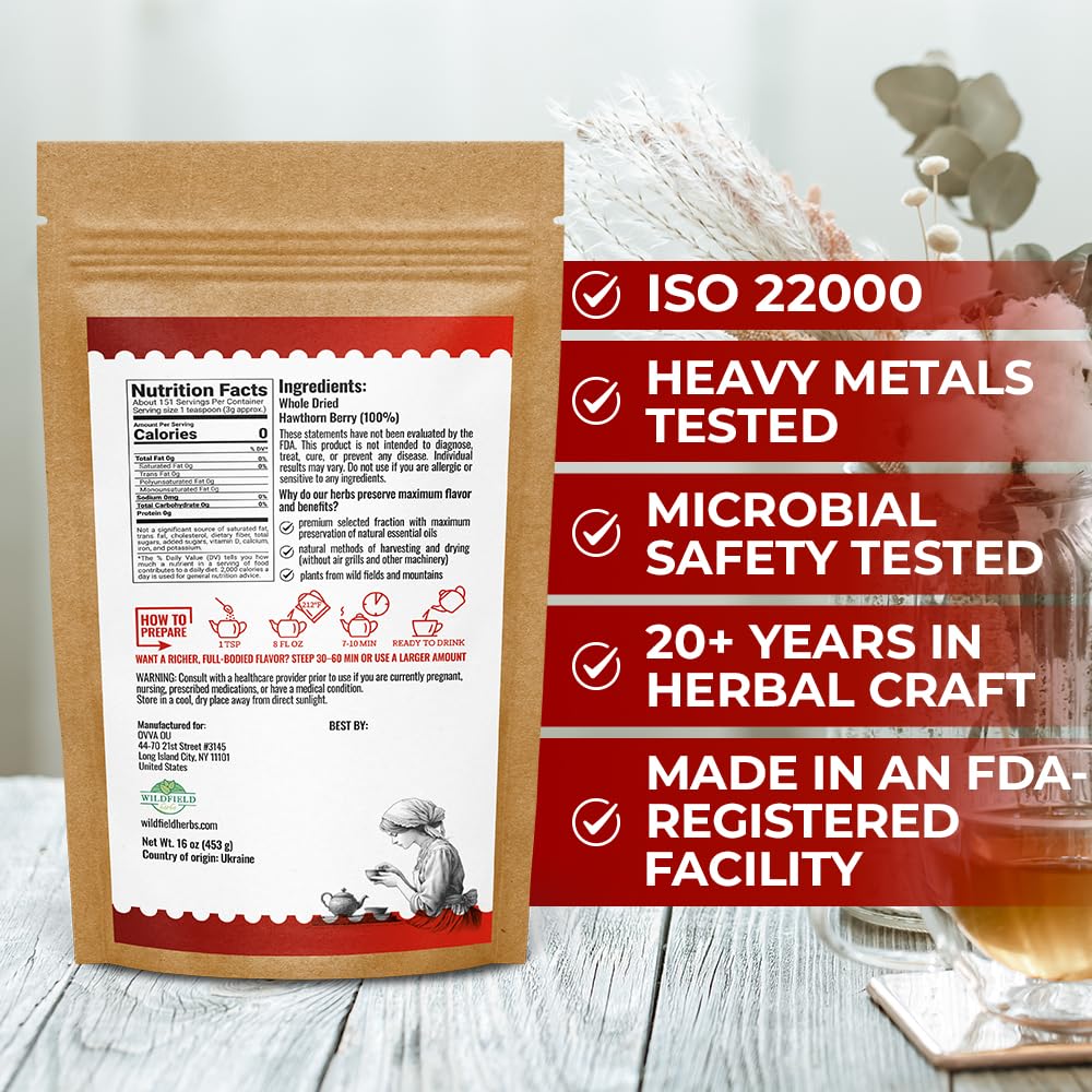 16 oz. Hawthorn Berry Herb Tea Espino blanco (Crataegus L.) - 453g Hawthorn Berry Tea