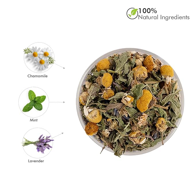 Celeste Chamomile Bloom, Lavender Chamomile Tea with Mint | 20 Pyramid Herbal Tea Bags | 100% Natural Ingredients