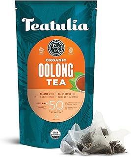 Teatulia Organic Oolong Tea Bags (50 Pyramid Sachet Teabags) Whole Leaf Tea. 100% Compostable And Sustainably Grown In Bangladesh. Best Oolong Tea
