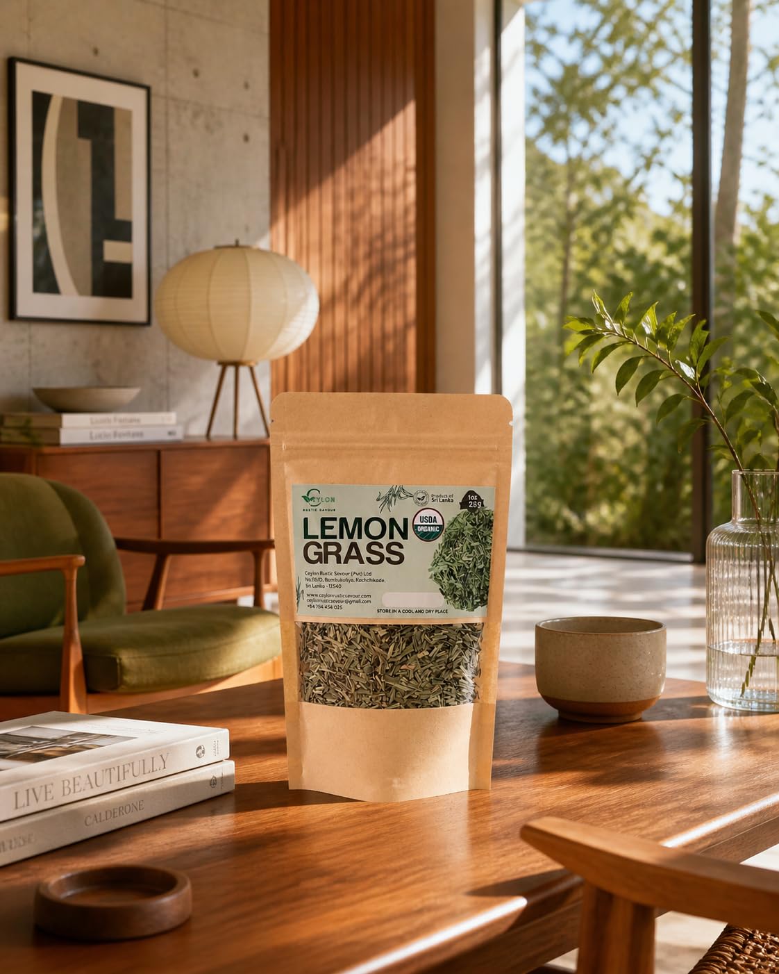 Ceylon Rustic Savour USDA Organic Dried Lemongrass Cut, 1 oz (28 g)