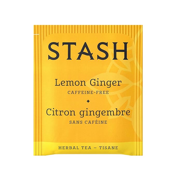 Stash Tea Lemon Ginger Vitality Herbal Tea - Naturally Caffeine Free, Non-GMO Project Verified Premium Tea with No Artificial Ingredients, 20 Count (Pack of 6) - 120 Bags Total