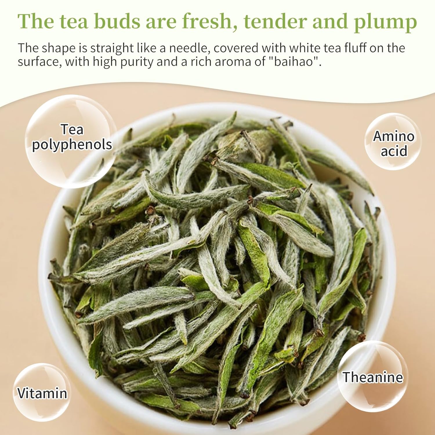 XIXICHA Silver Needle White Tea Loose Leaf Grade AAA Premium Silver Needle Tea Fuding White Tea Baihao Yinzhen Tea 80g/2.82oz 白茶 白毫银针 福鼎白茶 茶叶