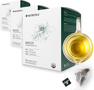 Taiwan High Mountain Oolong Tea 100% Organic, Hand Crafted, Powerful Antioxidant And Biodegradable Tea bag, Pack Of 3 (45 Count) | By T SECRETEA, Breeze