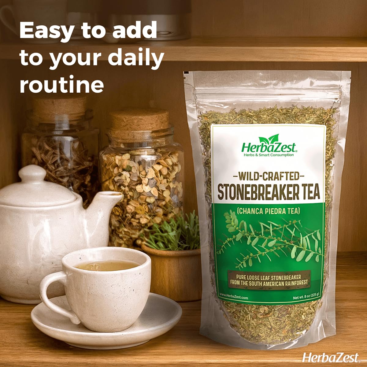 HerbaZest Stonebreaker Tea (Chanca Piedra), 8 oz – Caffeine-Free, 100% Pure