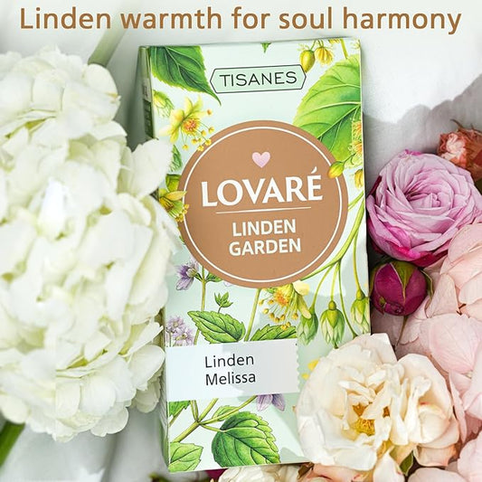 Lovare Linden Garden Herbal Tea – Aromatic Blend with Linden, Melissa, Fruits & Berries – Caffeine-Free, Light & Flavorful