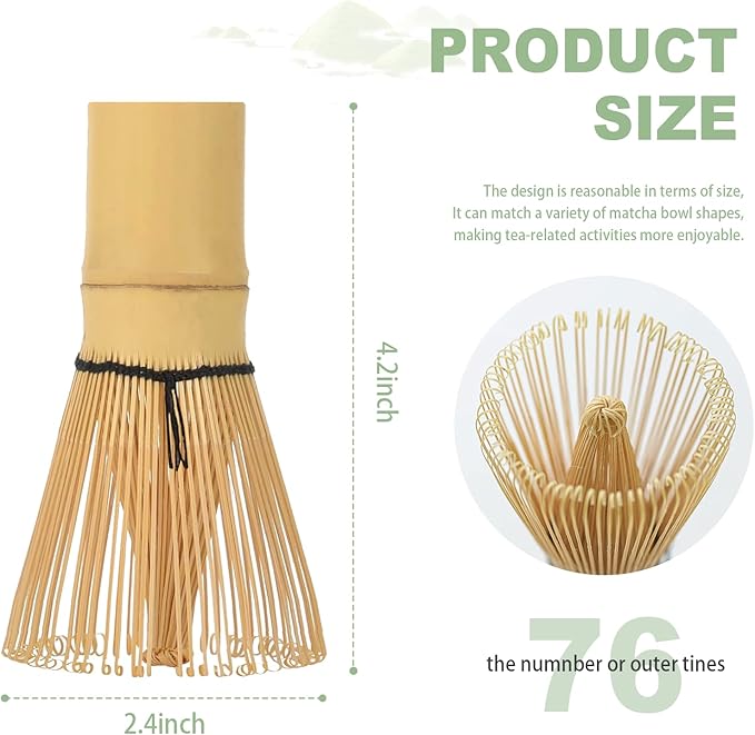 Bamboo Matcha Whisk for Matcha Tea Traditional Japanese Chasen Stirrer Wisk Mixer Brush Handcrafted Organic Matcha Preparation Tool for Frothy Fun and Authentic Tea Enjoyment