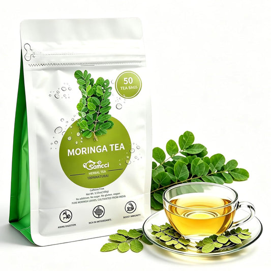 Samcci Moringa Tea, 50 Tea Bags, Pure Moringa Leaves from India