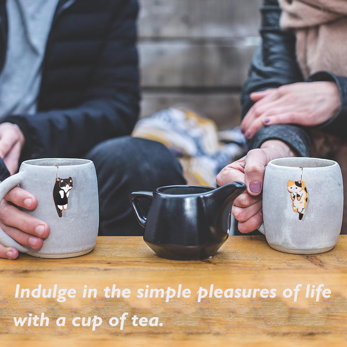 PUSCOBSY Cat Tea Infuser Set - Enhance Your Tea Experience with Premium Loose Leaf Tea Strainers and Balls, 2 PCS Gold-Plated