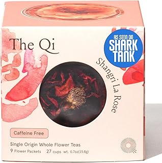 The-Qi Shangri-La Rose Blooming Flower Tea – The Qi 9 Pcs Handpicked Whole Rose Flowers – 100% All Natural Blooming Tea Gift Set for Inner Calm & Relaxation, Caffeine-free – Makes 27 Cups