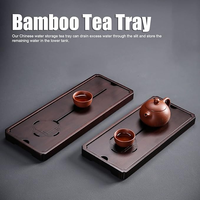 1Pcs Chinese Gongfu Table Box with Water Storage, Wooden Chinese Water Storage Drainage Tea Tray, Simple Decorative Household Tea Serving Tray(Large)