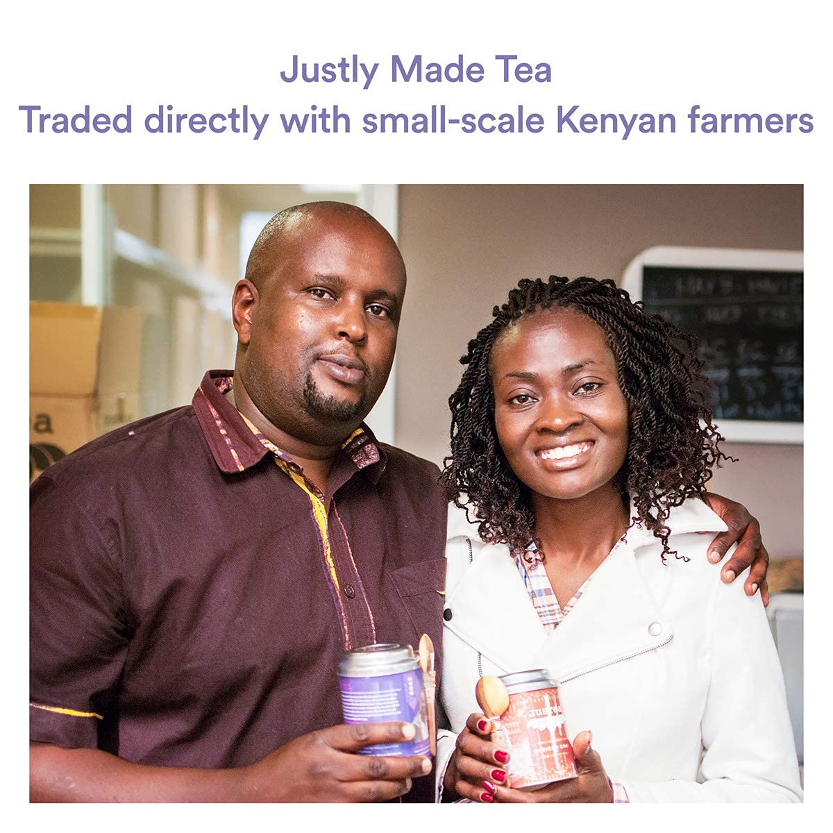 JusTea PURPLE RAIN Loose Purple Tea, 40+ Cups Tin with Spoon, 1/5 Caffeine